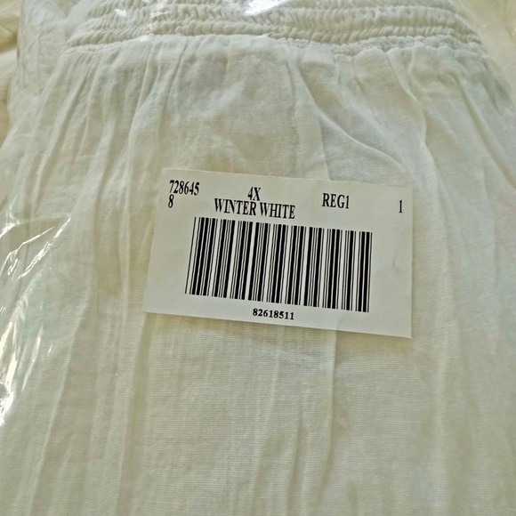 PEASANT SKIRT, LIGHT & AIRY, WINTER WHITE, SIZE 4X, CROCHET LACE DETAILS, LONG - Picture 4 of 12